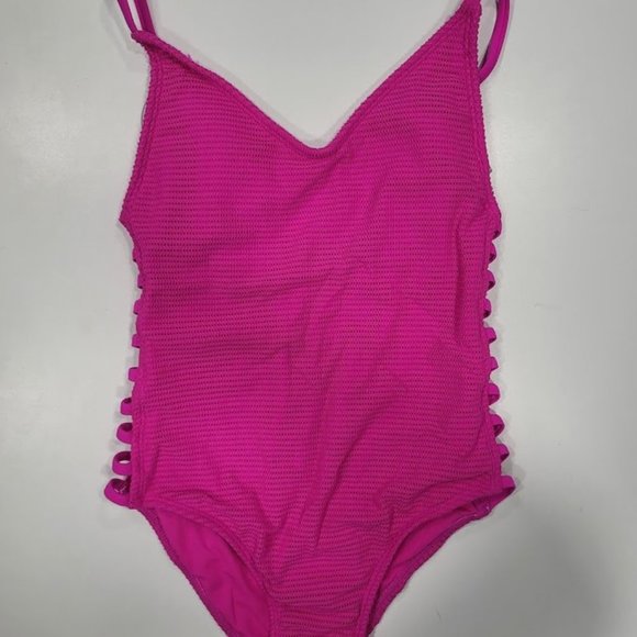 Xhilaration Hot Pink Textured One Piece Swimsuit - Picture 6 of 9